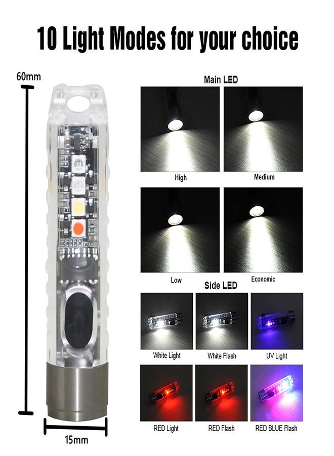WINDFIRE Super Mini Keychain LED Flashlight, Rechargeable 400 Lumen Pocket , White/UV/Red Light 10 Lighting Modes, Lightweight, IP65 Waterproof Portable Tiny Small Torch for Walking Camping Emergency - Image 2
